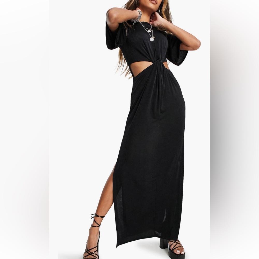 Topshop Black Long Cutout Maxi Dress sz 6, worn twice!
